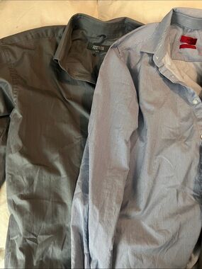 Kenneth Cole Men's Dress Shirts lot - Charcoal Gray & Light Blue